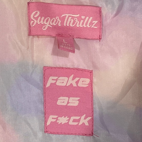 SUGAR THRILLZ Dolls Kill Faux Fur Hooded Coat Size Large - Picture 4 of 5